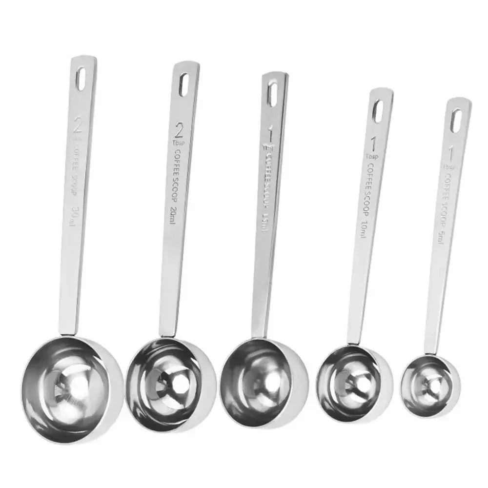 Coffee Scoop Powder Spoon Thicken Stainless Steel Table spoon Long Handle Measuring Spoon 10/15/20/30ML for Kitchen Cafe Making