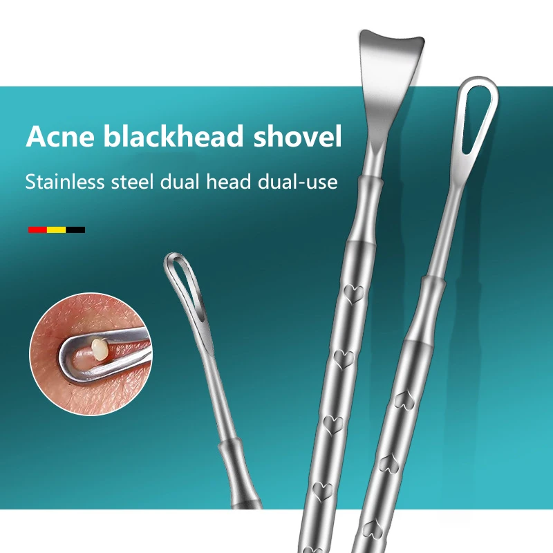 2 In 1 Pimple Popper Tool Blackhead Remover Acne Needle Removing Treatment Whitehead Popping Zit Nose Face Blemish Extractor