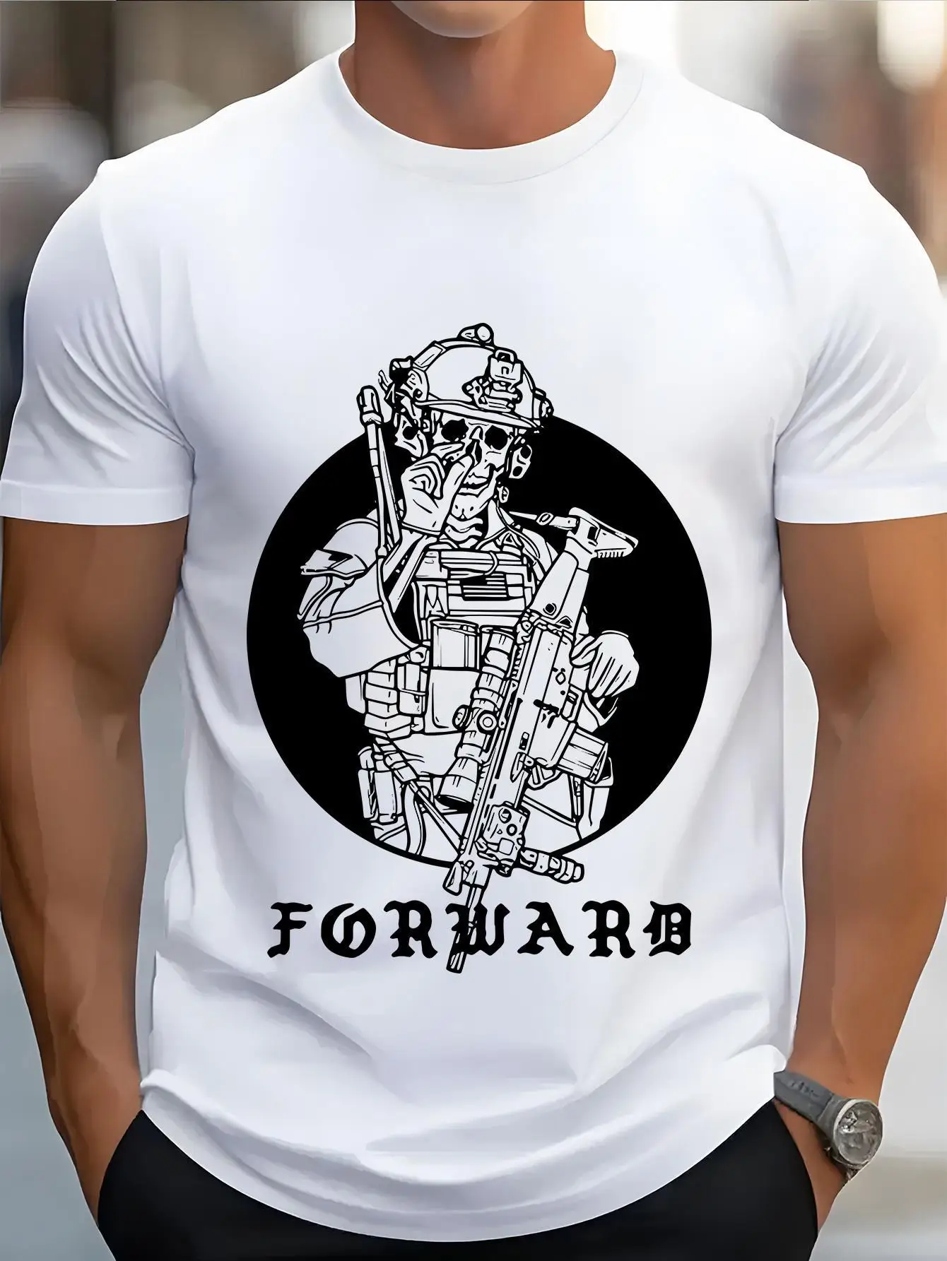 Forward Soldier & Tactical Gear Graphic TT-Shirt 100% Cotton O-Neck Short Sleeve Summer Casual Mens T-shirt Streetwear