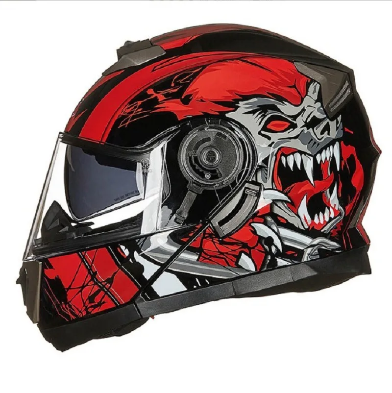 Full Face Helmet Modular Off Road Motorcycle Helmets Man Women Double Lens Flip Up Casque Open Face Cascos Para Moto Dot ECE