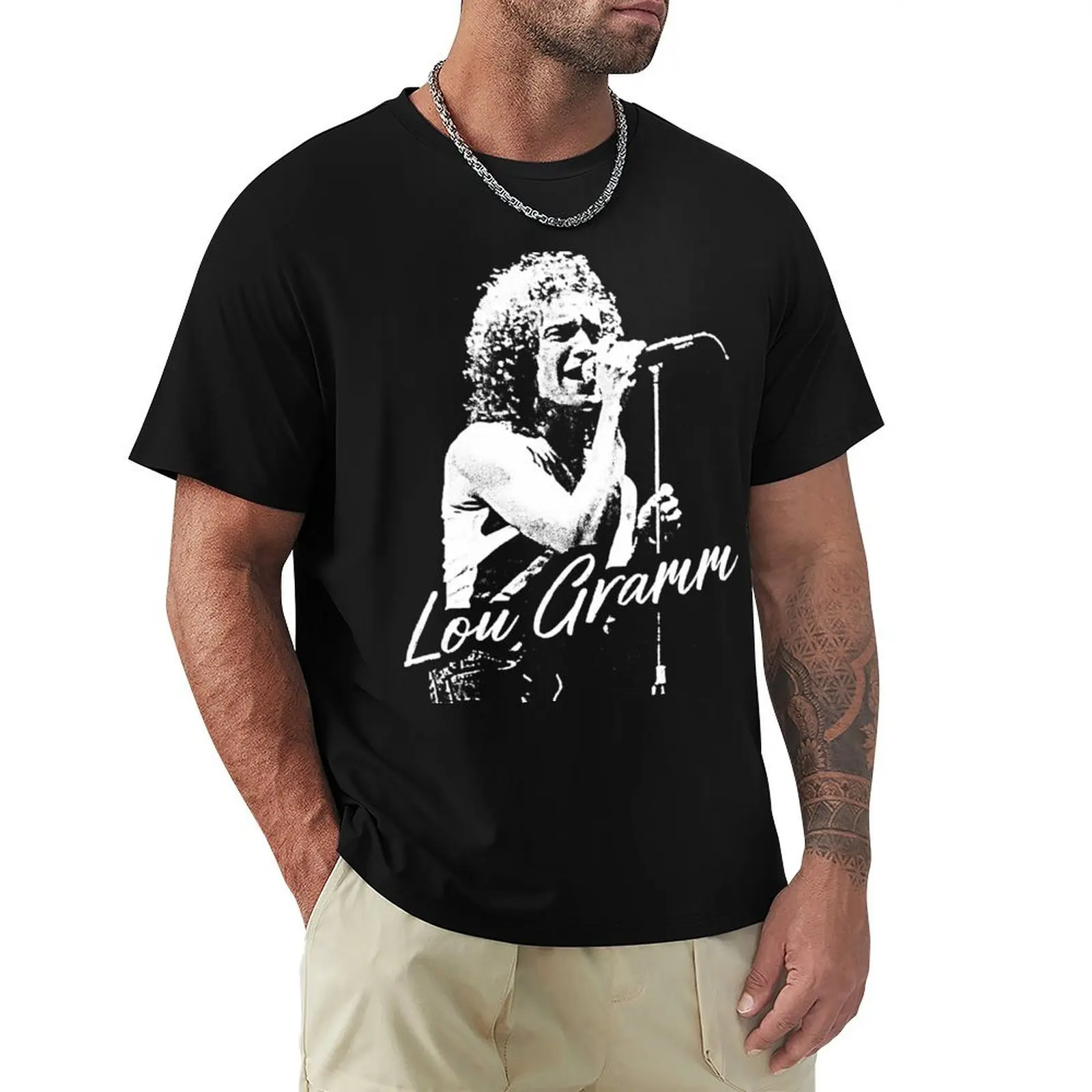 

Lou Gramm // Retro Fan Art T-Shirt Plus Size Simple Casual Top