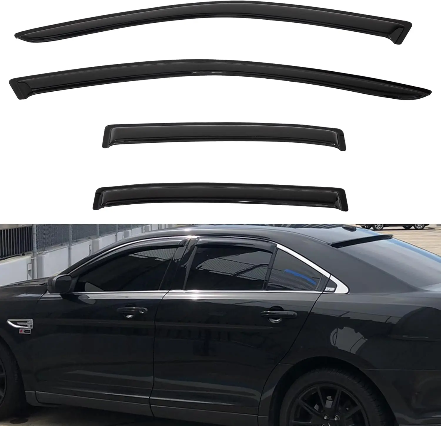 

Комплект из 4 тонированных дефлекторов окон (ветровиков) для защиты от солнца/дождя, внешний монтаж, на клейкой ленте, для моделей 2010-2019 годов