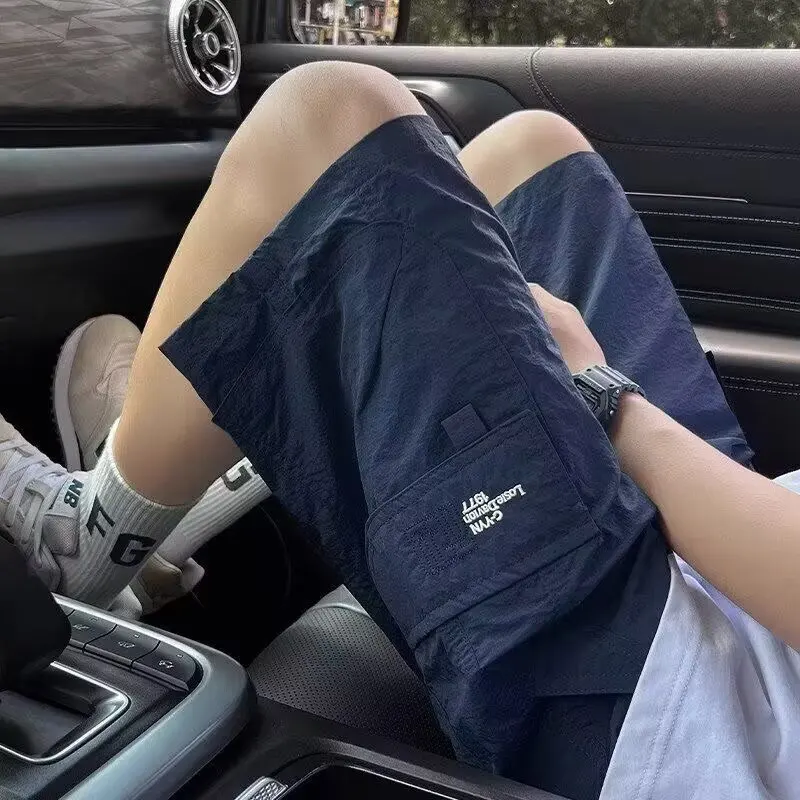 

Мужские летние тонкие дышащие шорты для пляжа, повседневные, свободного кроя, быстросохнущие, спортивные, молодежные, на каждый день, прямого кроя