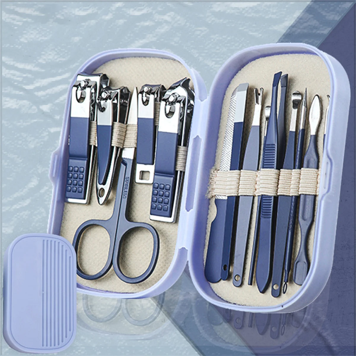 

14-Piece Stainless Steel Manicure & Pedicure Kit with Modern Style Concave Edge Clippers & Grooming Tools