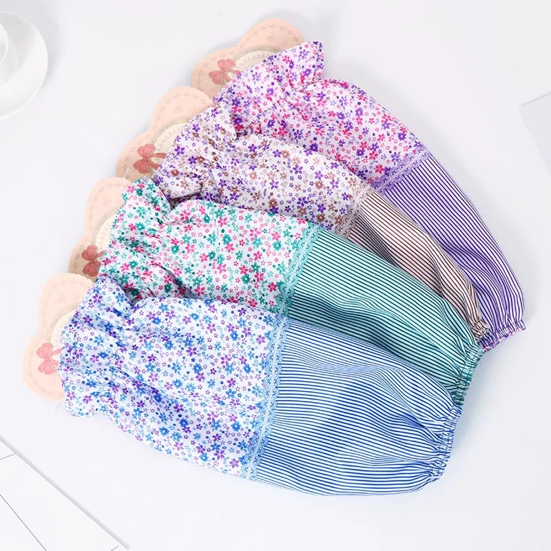 Random Color Striped Floral Oversleeves Kitchen Supplies for Housework Arms Sleeve 1Pair Anti-fouling Oil-proof Polyester