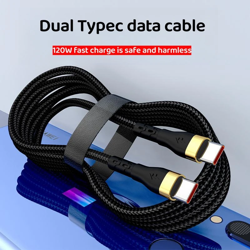 120W kabel USB C do typu C PD szybki przewód do telefonu komórkowego dla Huawei Xiaomi 14 Samsung Andriod kabel do szybkiego ładowania 3.0