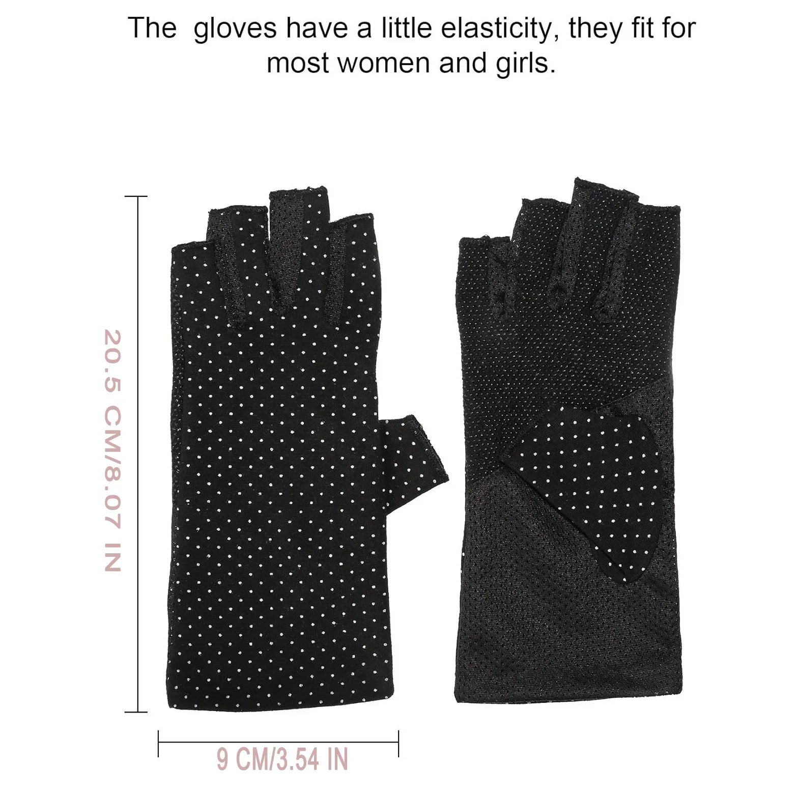 قفازات MuqiNush بدون أصابع غير قابلة للانزلاق للحماية من الأشعة فوق البنفسجية للربيع والصيف للقيادة للنساء للأنشطة الخارجية باللون الأسود والوردي والرمادي