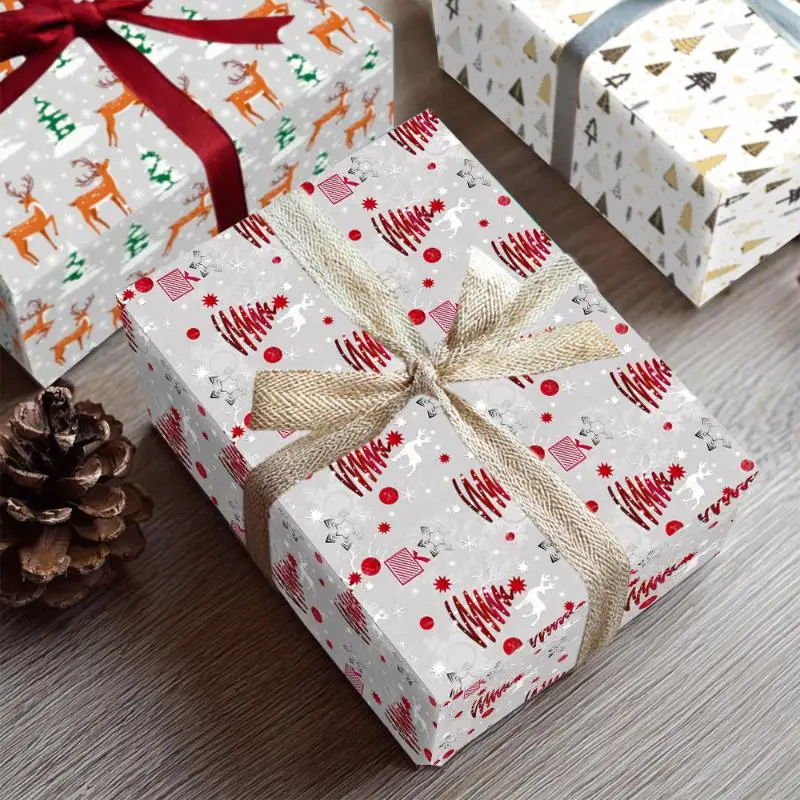 1 foglio di carta da regalo natalizia da 19,68x27,56 pollici può essere una carta da regalo fai-da-te adatta per le vacanze di Natale