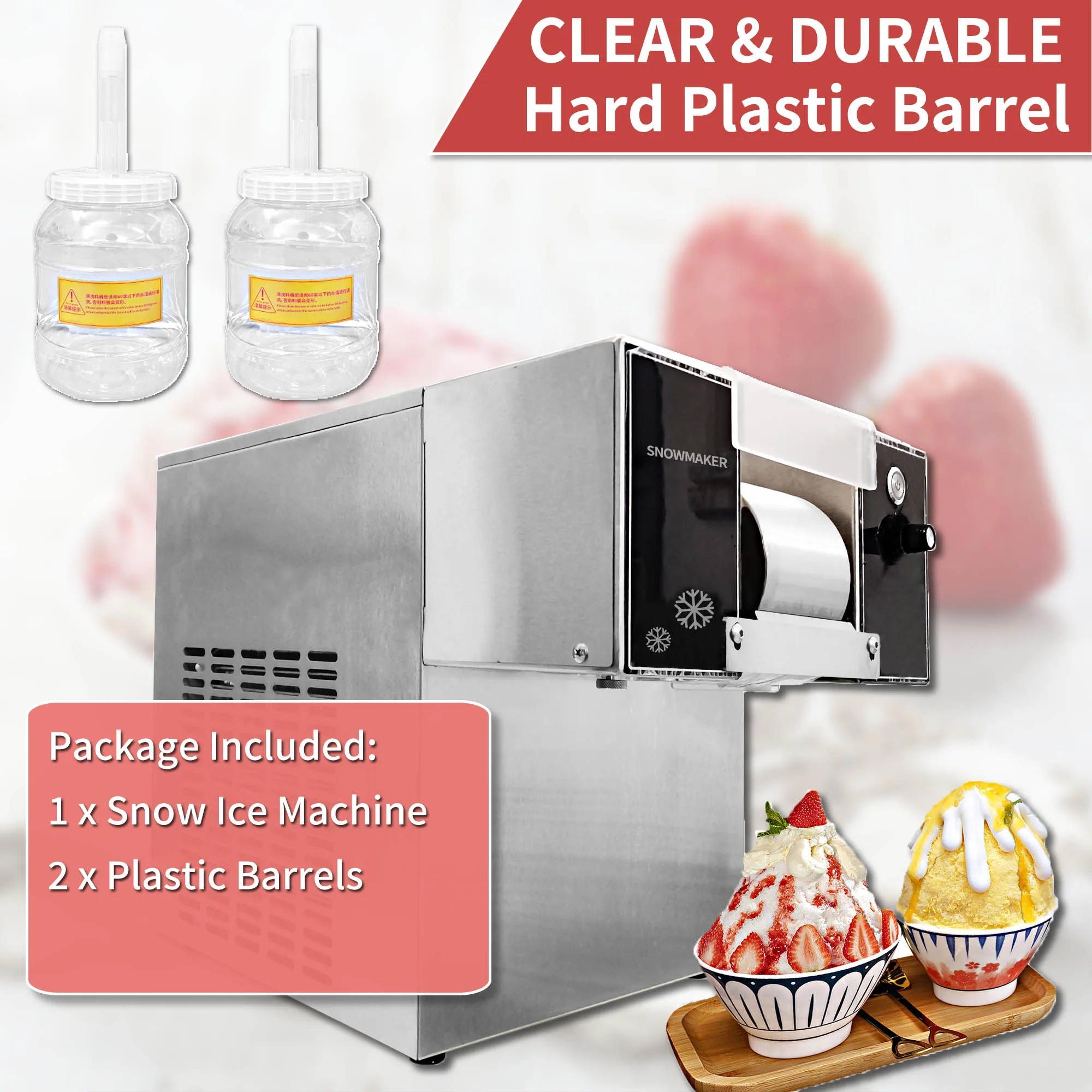 Mvckyi Korean Snowflake Ice Machine Small Snow Continuous Cooled Milk Mango Bingsu Shaver Smoothie Crusher