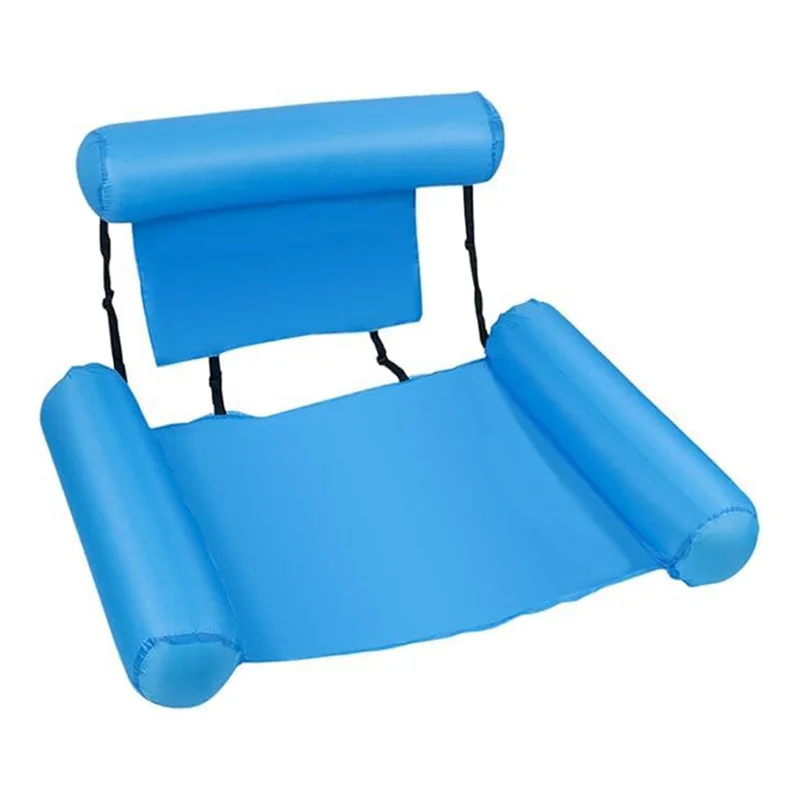 BMBY-2X Pool Float Chair, Adult Inflatable Pool Lounger, Foldable Portable Float Seat, Pool Party Summer Water Fun Blue