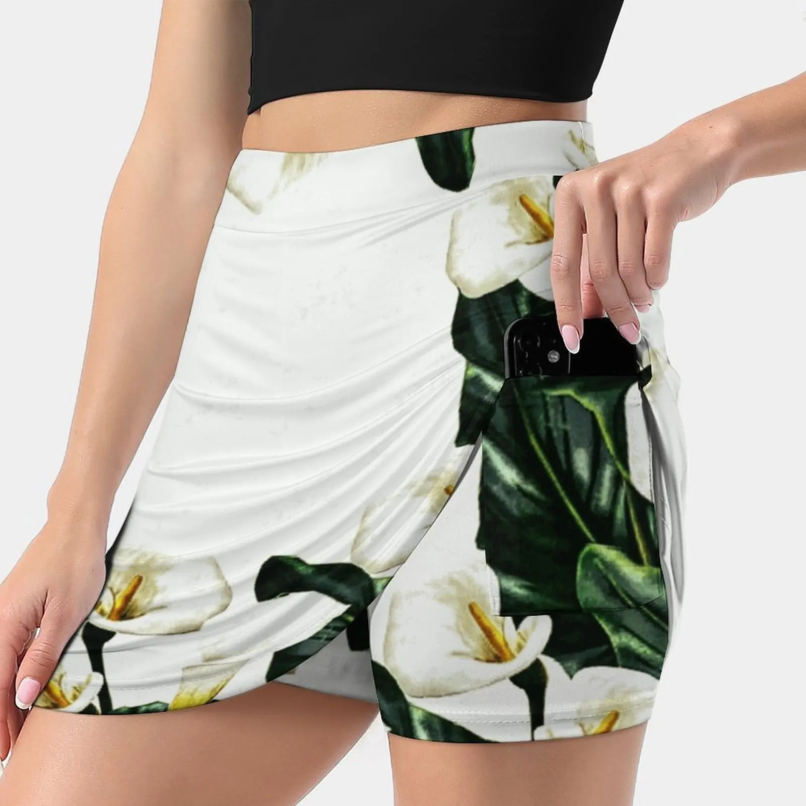 

Calla Lilies Women's skirt Aesthetic skirts New Fashion Short Skirts Calla Lily Botanical Flowers Tropical