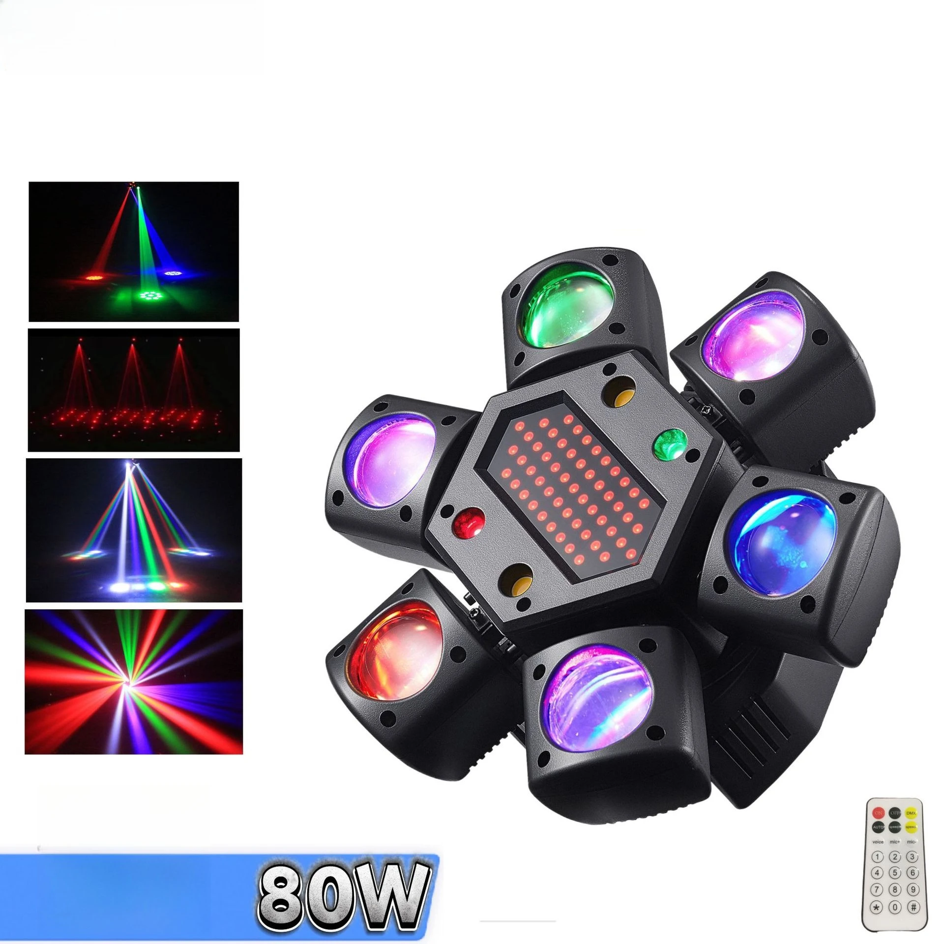 Mini Six-Arm Little King Kong Voice-activated Bouncy Magic Lights Bar KTV Ambient Light LED beam of light
