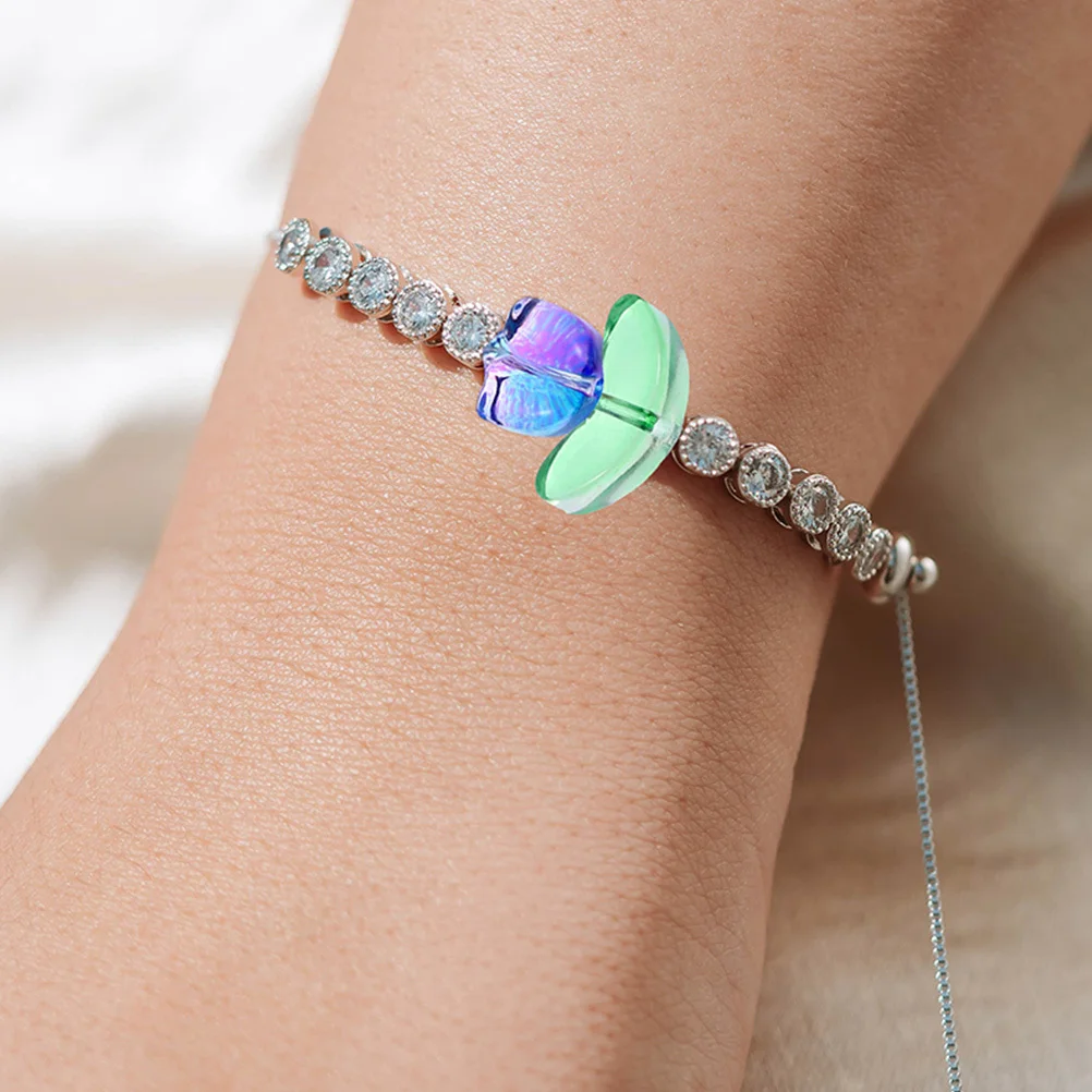 

120Pcs DIY Tulip Glass Beads Lightweight Jewelry Making Supplies Necklace Bracelet Spacer Beads Craft Accessories