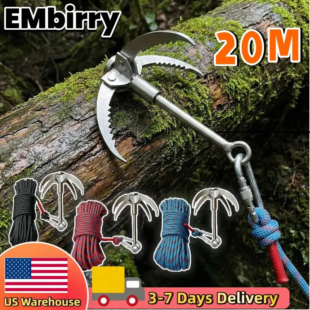 

Крюк для выживания на открытом воздухе, противоскользящий, для скалолазания, 20 м, из нержавеющей стали, «Летающий тигровый коготь» для походов на природе