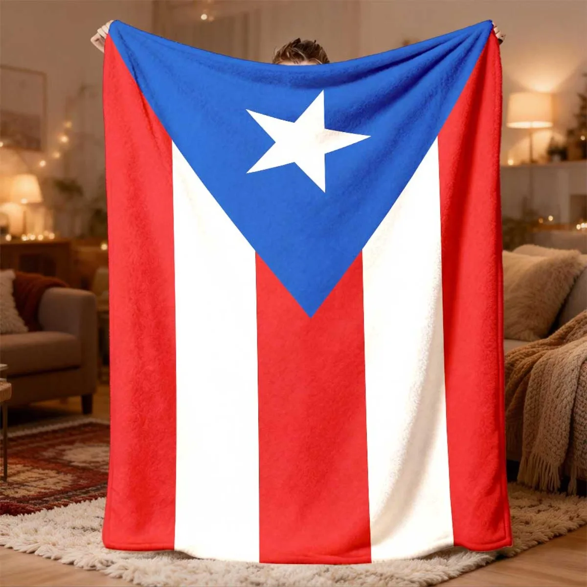 Puerto Rico Flag Throw Blanket Nap Lap Blanket Caribbean Gift Decor Cozy Beach Wear Tropical Island Home Accent