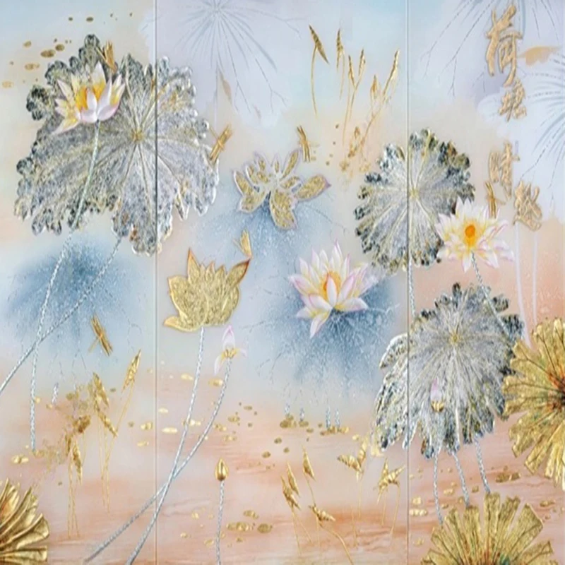 MU8143 Style 3D Hand-Painted Line Art Photo Mural Custom Wallpaper Plant Flower Pattern Background Wall Painting Backdrop Decor