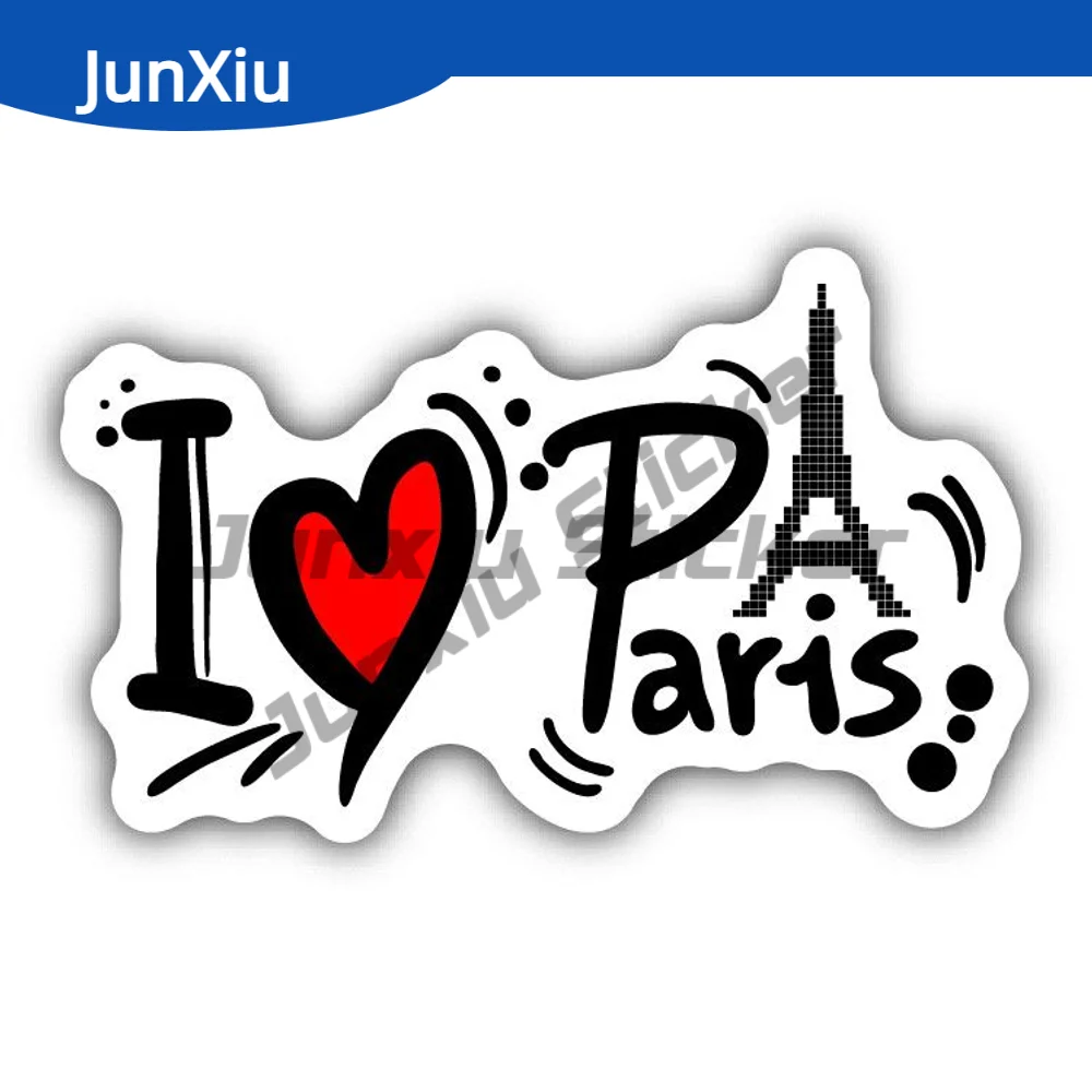 

I Love Paris Slogan Sticker France Travel Car Bumper Waterproofing Decorative Outdoor Decor Decal Truck Electric Scooter Yacht