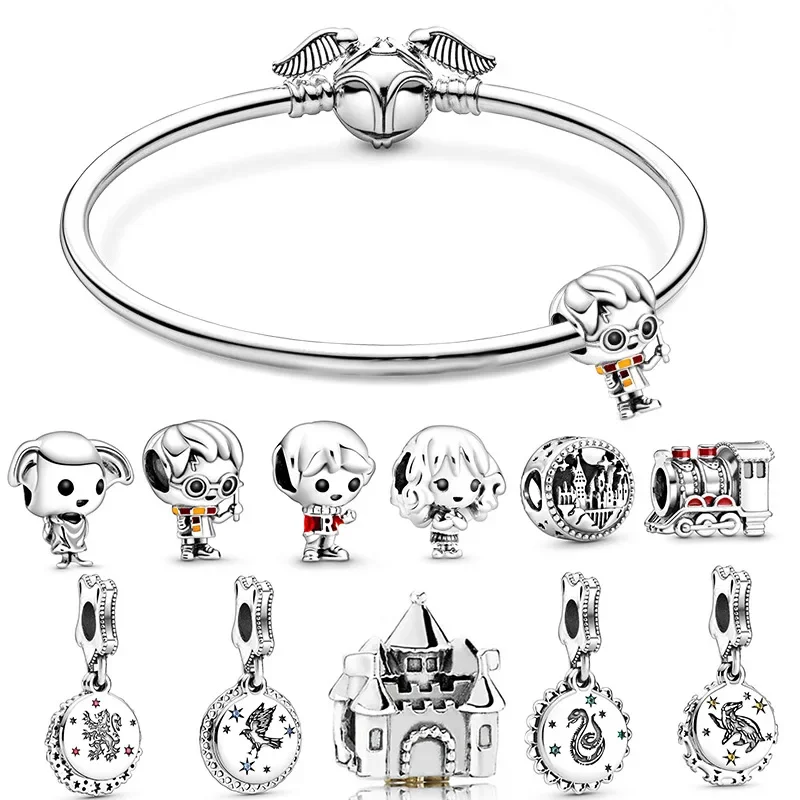 Harriese Magician Hat Snitch Train Station Alloy Bead Women Cartoon Diy Pandor Bracelet Pendant Bead Handmade Series Gift Potter