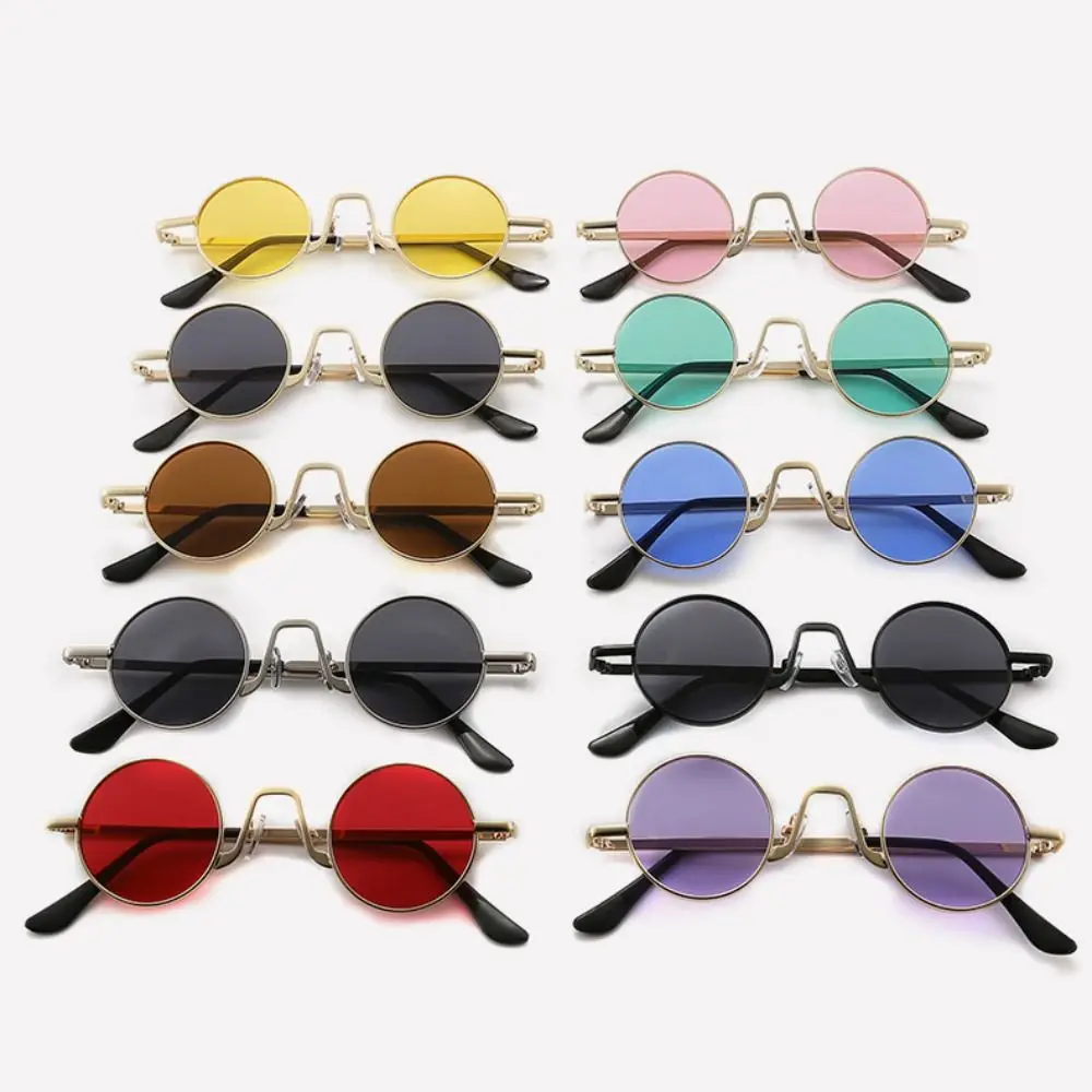 Fashion UV400 Protection Small Round Sunglasses Punk Colorful Hippie Sun Glasses Circle Shades for Party/Beach/Travel/Streetwear