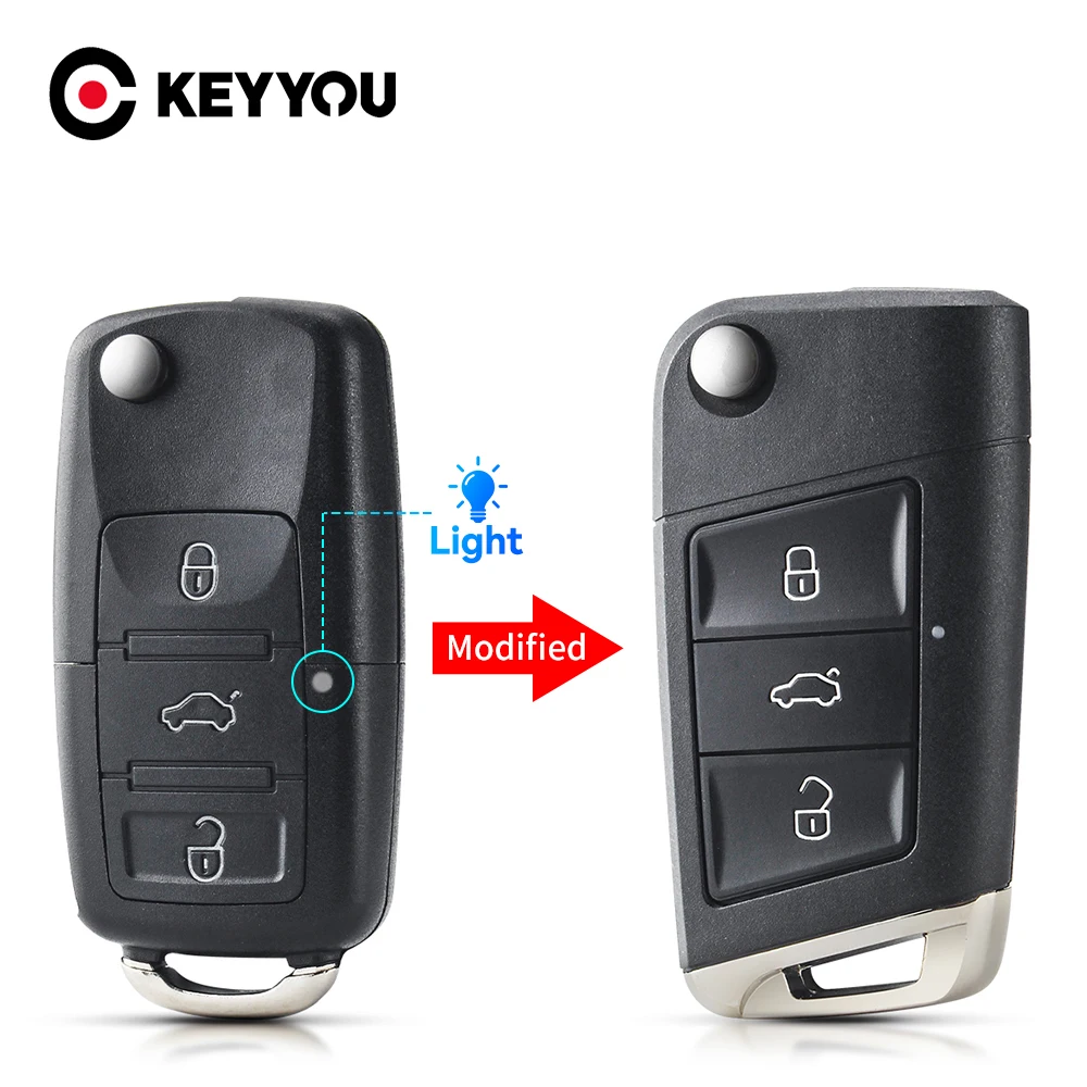 

KEYYOU For Volkswagen For VW Golf 4 5 6 7 Jetta Passat CC Tiguan Polo Beetle Skoda Flip Remote Key Shell Fob 3 Buttons Car Key