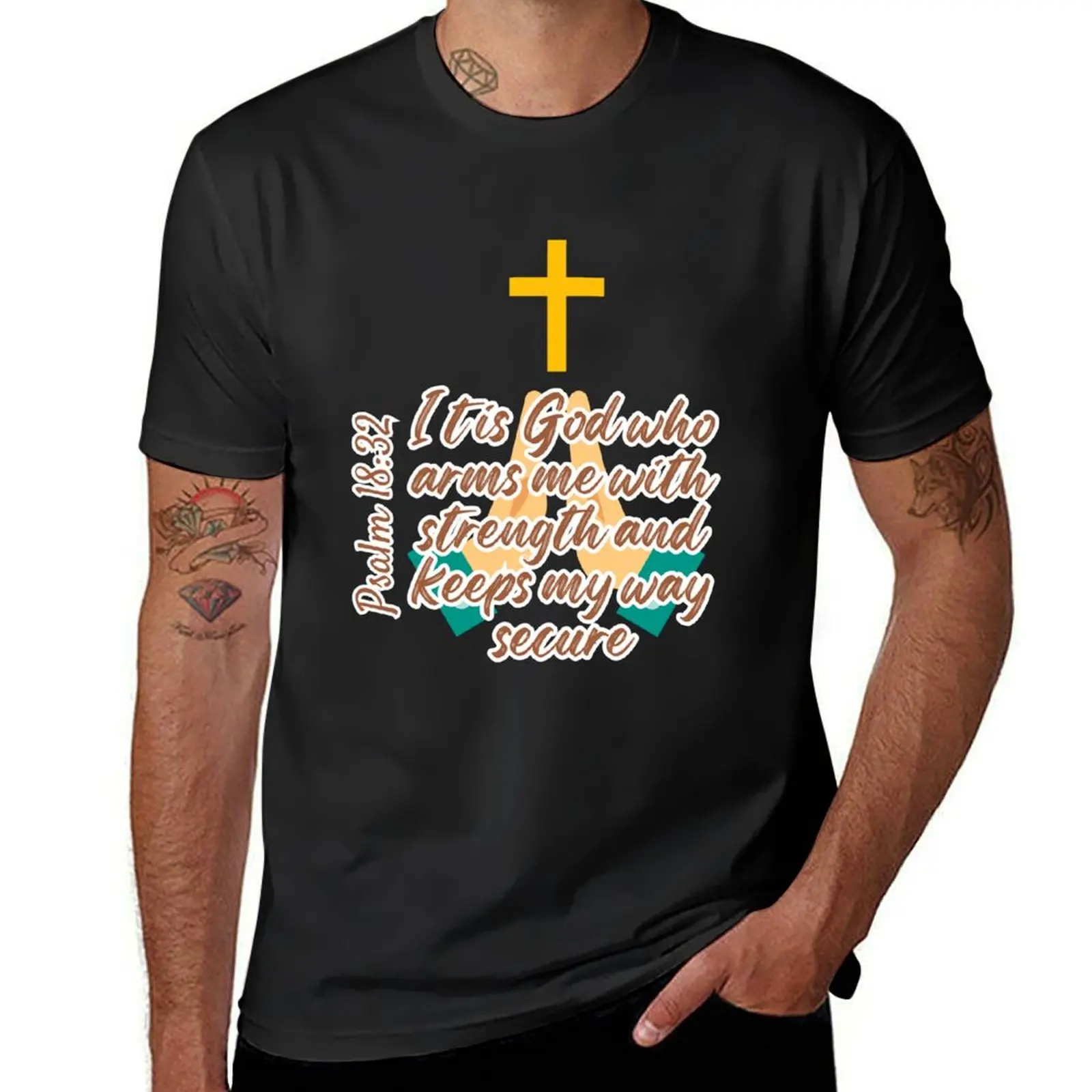 Psalm 18:32 Stickers / Mugs T-Shirt oversizeds plus sizes anime clothes men graphic t shirts