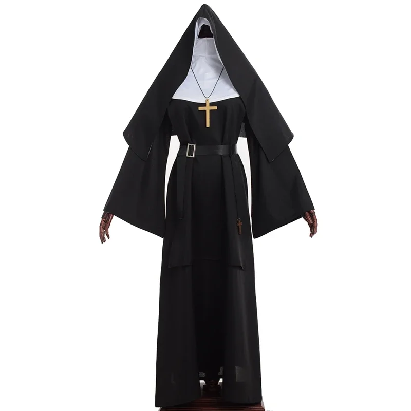 Kostium zakonnicy na Halloween dla kobiet ubierają przerażające sukienki Cosplay Mary priest