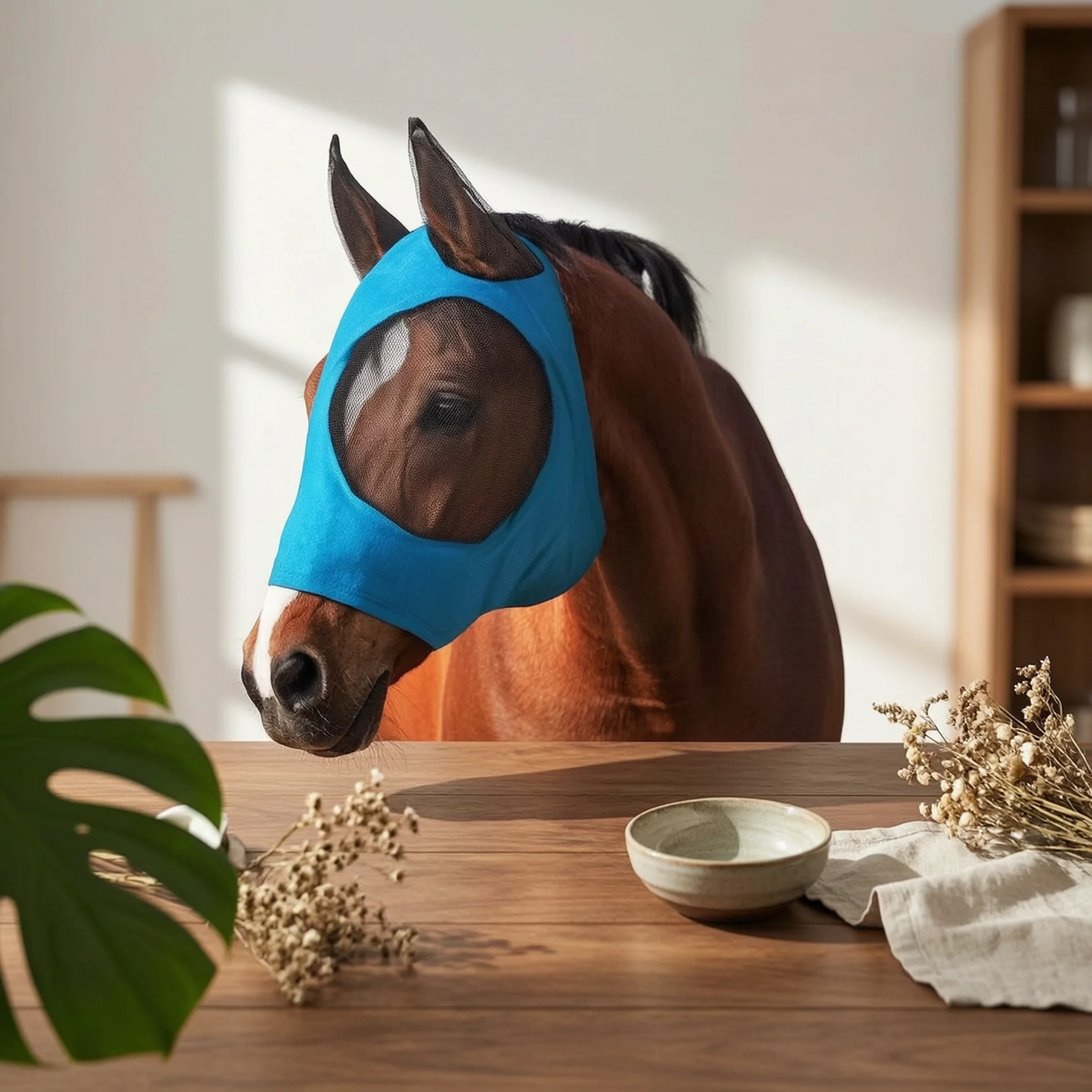 

Horse Fly Mask Ear Openings Horse Fly Face Cover Equine Gear Protection Easy to Clean for Summer