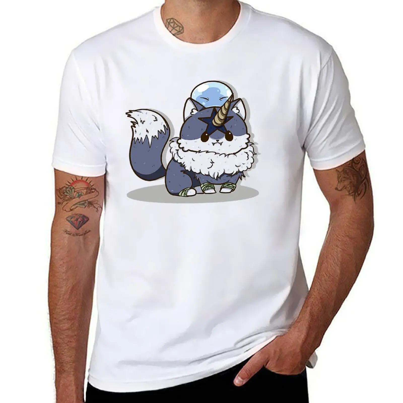

Rengar and Rimuru Sticker T-Shirt cotton tshirt 100% t shirts for man pack cotton T-Shirt