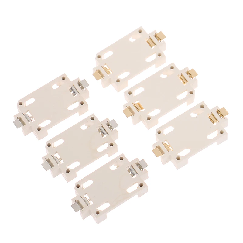 10Pcs White Housing Gold-Plated Tin-Plated Button Battery Holder For CR2032 Cr2025 Bs-6 SMD Button Battery Holder Socket Cases