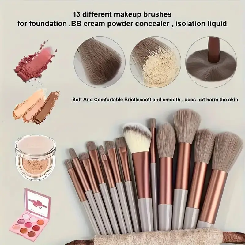 13 PCS LOT Makeup Brushes Set Eye Shadow Foundation Women Cosmetic Brush Eyeshadow Blush Beauty Soft Make Up Tools Bag