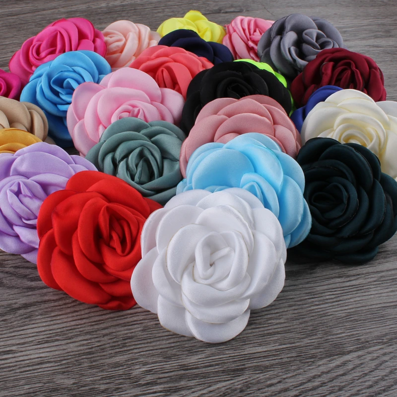 10PCS 6CM Fashion Burning Satin Flowers For Hair Accessories Roast Floral Fabric Flowers For Wedding Bouquet Headbands