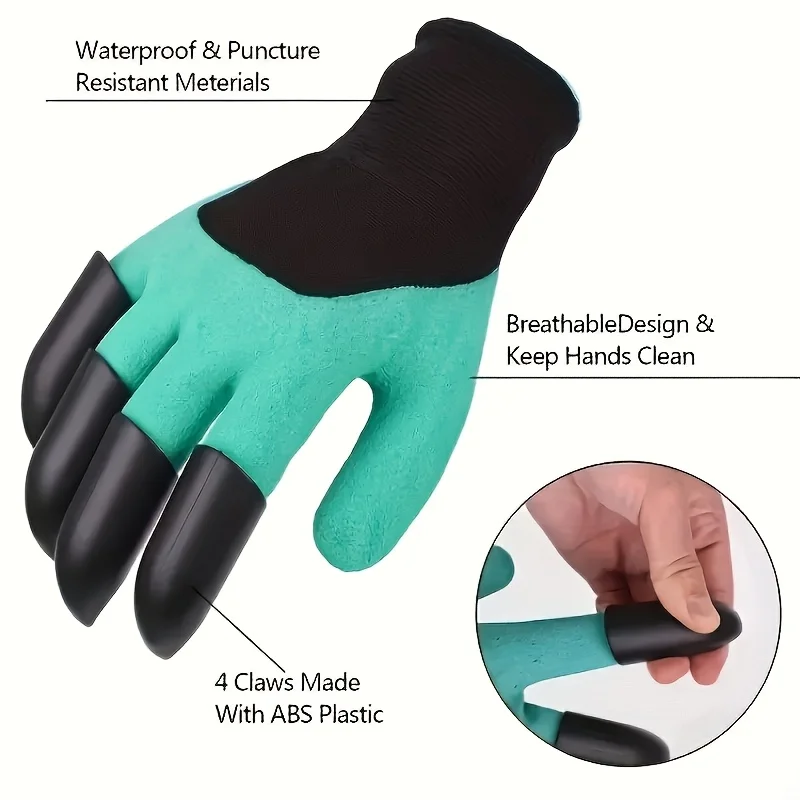 1 Pair of Durable Claw Garden Gloves, Sand and Soil Digging Gardening Gloves, Garden Vegetable and Flower Planting Gloves