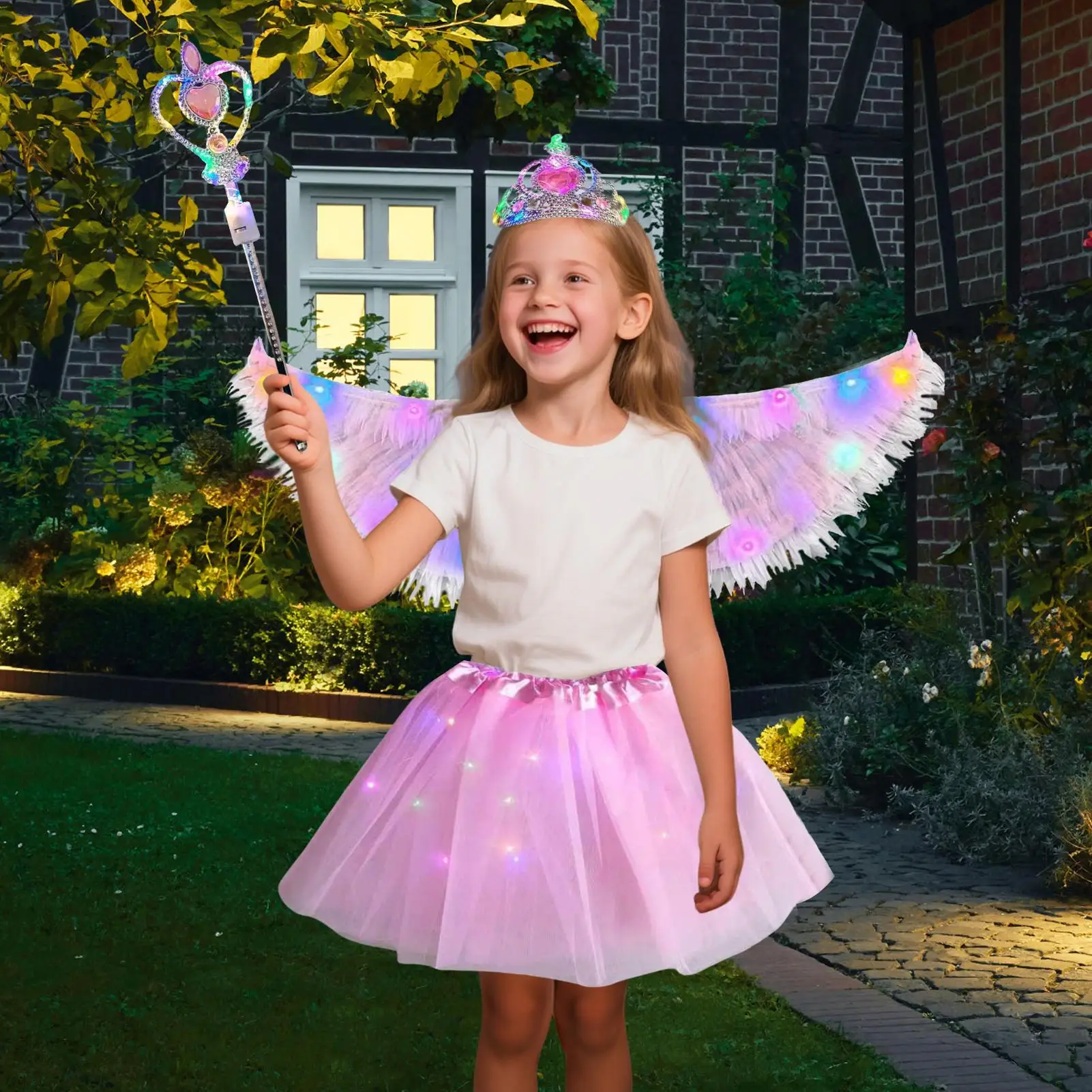 Angel Wings Kids Halloween Light Up Wings Kids Dress Up For Bridal School Festival Cosplay Holiday Bonfire Christmas Party