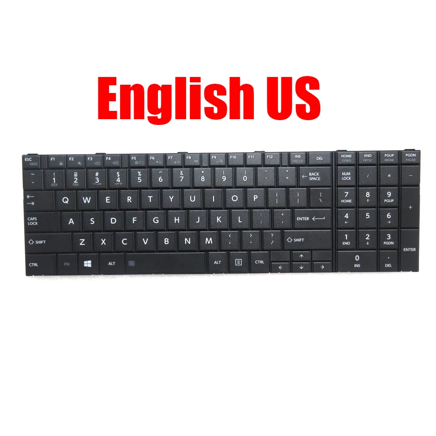 Английская американская клавиатура для ноутбука Toshiba Satellite Pro A50-A G83C000DV2US 9Z.N7TSN.A01 NSK-TTASN черная с цифровой клавиатурой