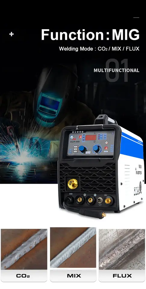 Multi-Function Welding Machine MIG CUT ARC MMA 3 in 1 Welder Semi-Automatic Mig/Plasma Cutting/Stick M Cutter 220V