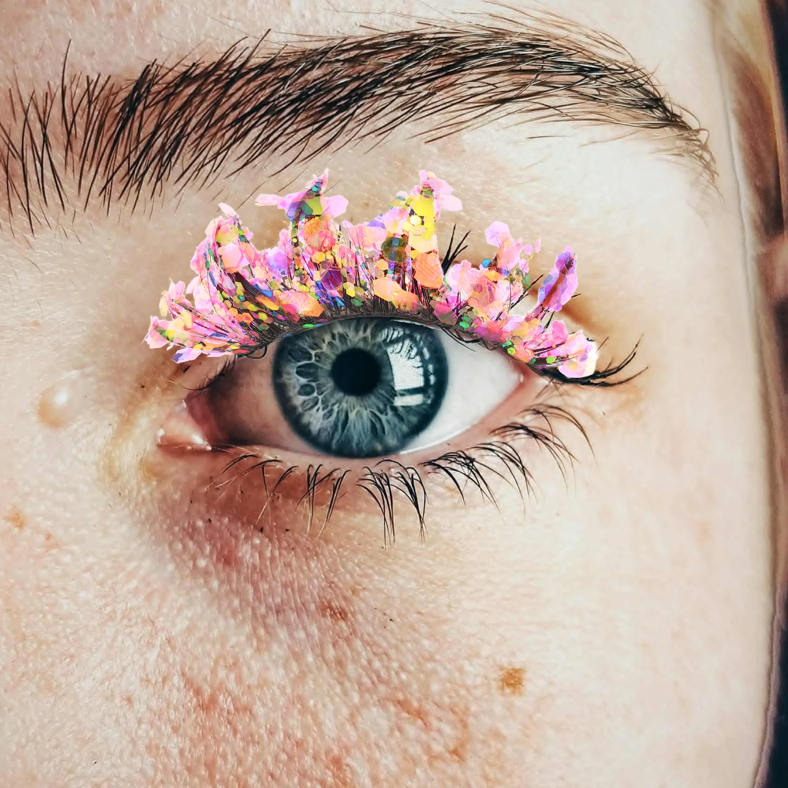 

2 Pairs 3d False Eyelashes with Rhinestones Glitter Powder Colors Makeup Plastic Cotton Stalk Colored