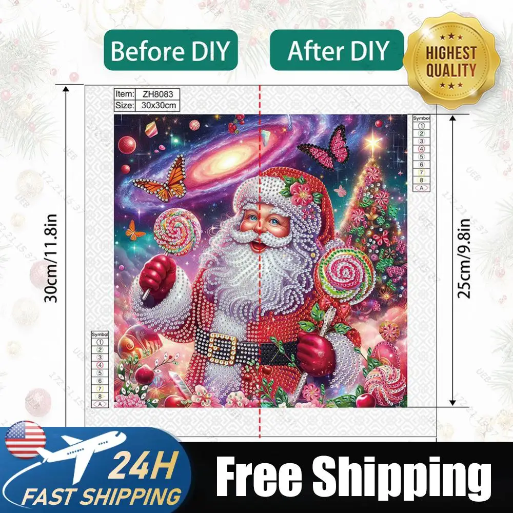 

4PCS 30x30cm Christmas 5D DIY Special Shape Crystal Partial Diamond Painting Kit (B)