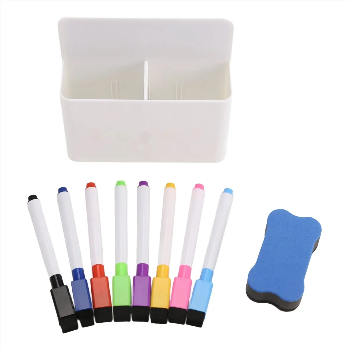 A72Z Magnetic Dry Erase Marker Holder, Magnetic Marker Holder for Whiteboard, 8 Pieces Magnetic Dry Erase Markers