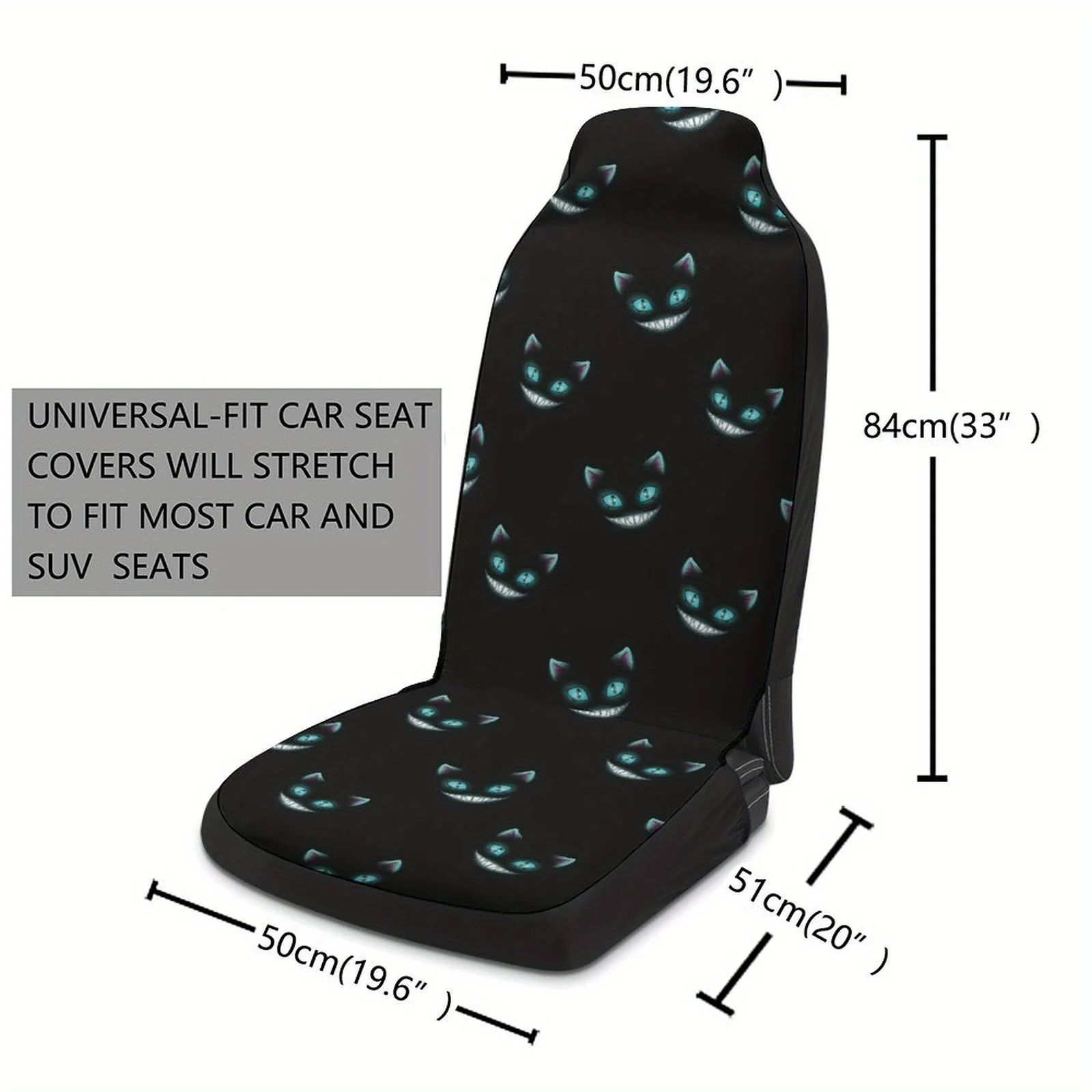 2pcs Of Cute Cartoon Devil Portrait Printed Car Covers, Breathable And Non-Slip, For Front S Of The Car.