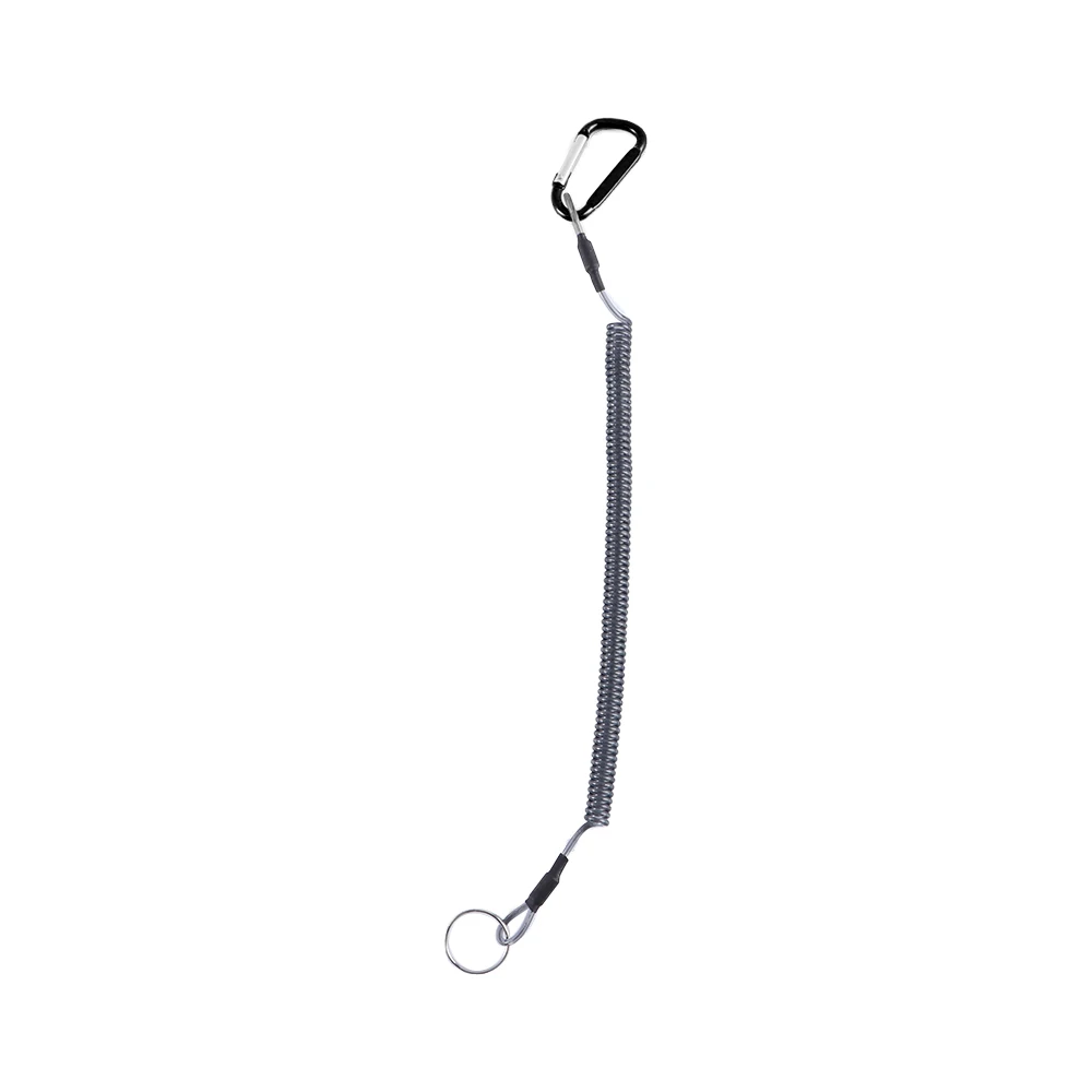 Secure Hiking Accessories Camping Outdoor Steel Wire Climbing Retractable Boating Carabiner Lanyard Fishing String Spring Rope
