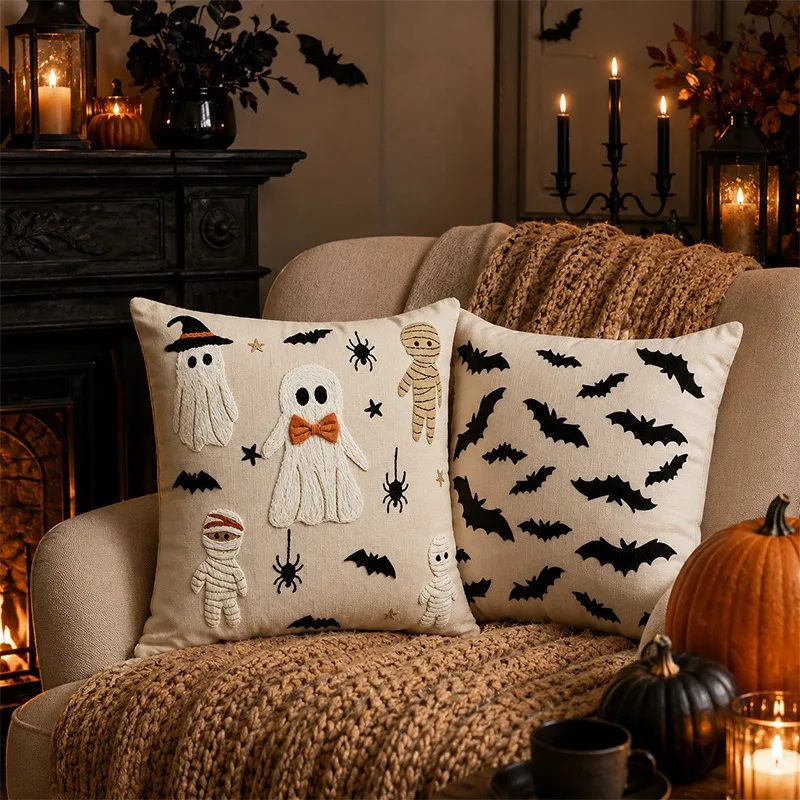 halloween linen printed pillow cover sofa cushion case festival home decorative throw pillow cover without insert