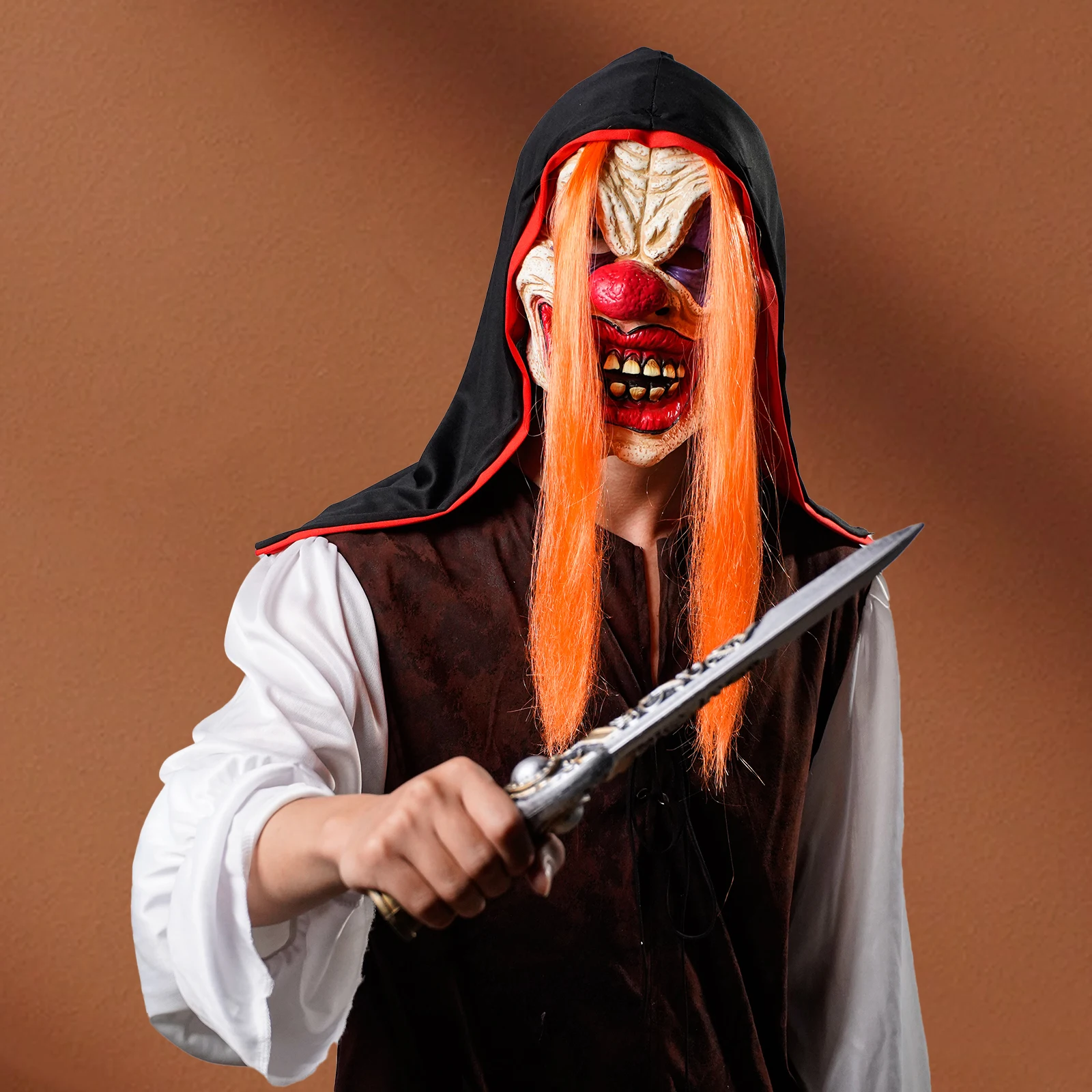 1PC Clown Maske mit Hut Latex Maske Urlaub Kostüm Maskerade Requisiten Geeignet für Halloween Kostüm