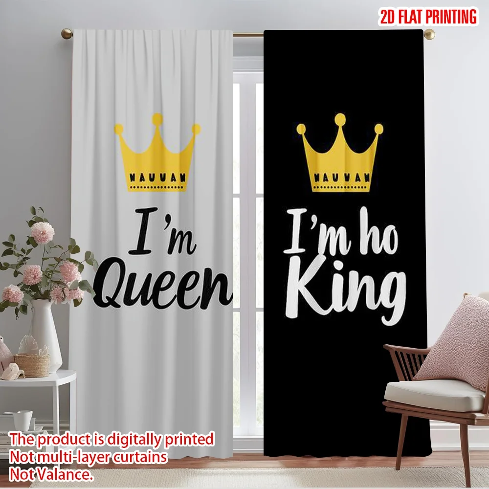 2pcs,2D plane printing Pattern Curtains King and Queen (38) Versatile Polyester (without rod) Decorations Inside Use for Study,