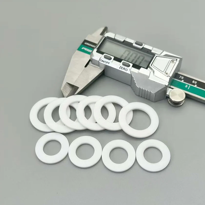 

10Pcs CS 1.5MM OD 28mm~100mm white PTFE gasket circular high-temperature resistant seal shock-absorbing flat gasket