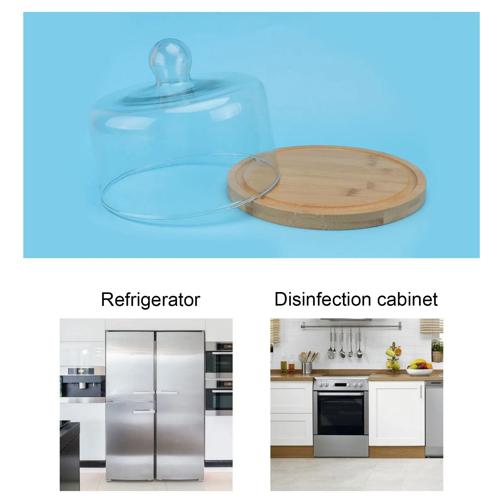 

Вращающаяся подставка для торта/десертов с стеклянной крышкой, цвет хаки, устойчивая деревянная подставка для выпечки и закусок, домашняя подставка для еды, 1 шт.