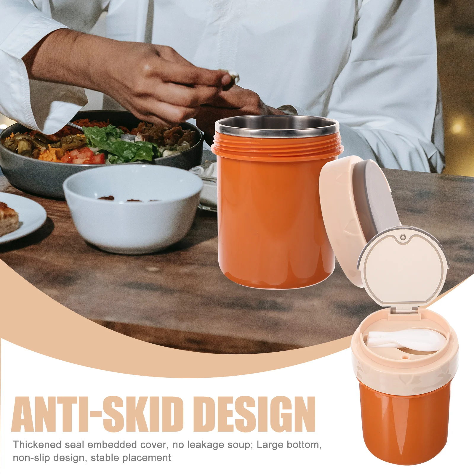 

Portable Cereal Cup Soup Container Leakproof Thermal Insulated Mug with Lid Foldable Spoon for Breakfast Milk Porridge
