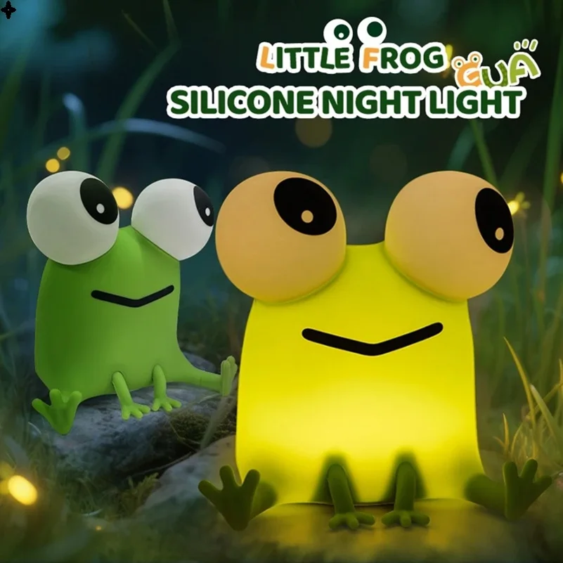 

Adorable Frog Night Light Dimmable Rechargeable Silicone Tap Light Timed Sleep Night Light Children's Gift Room Decoration Birth