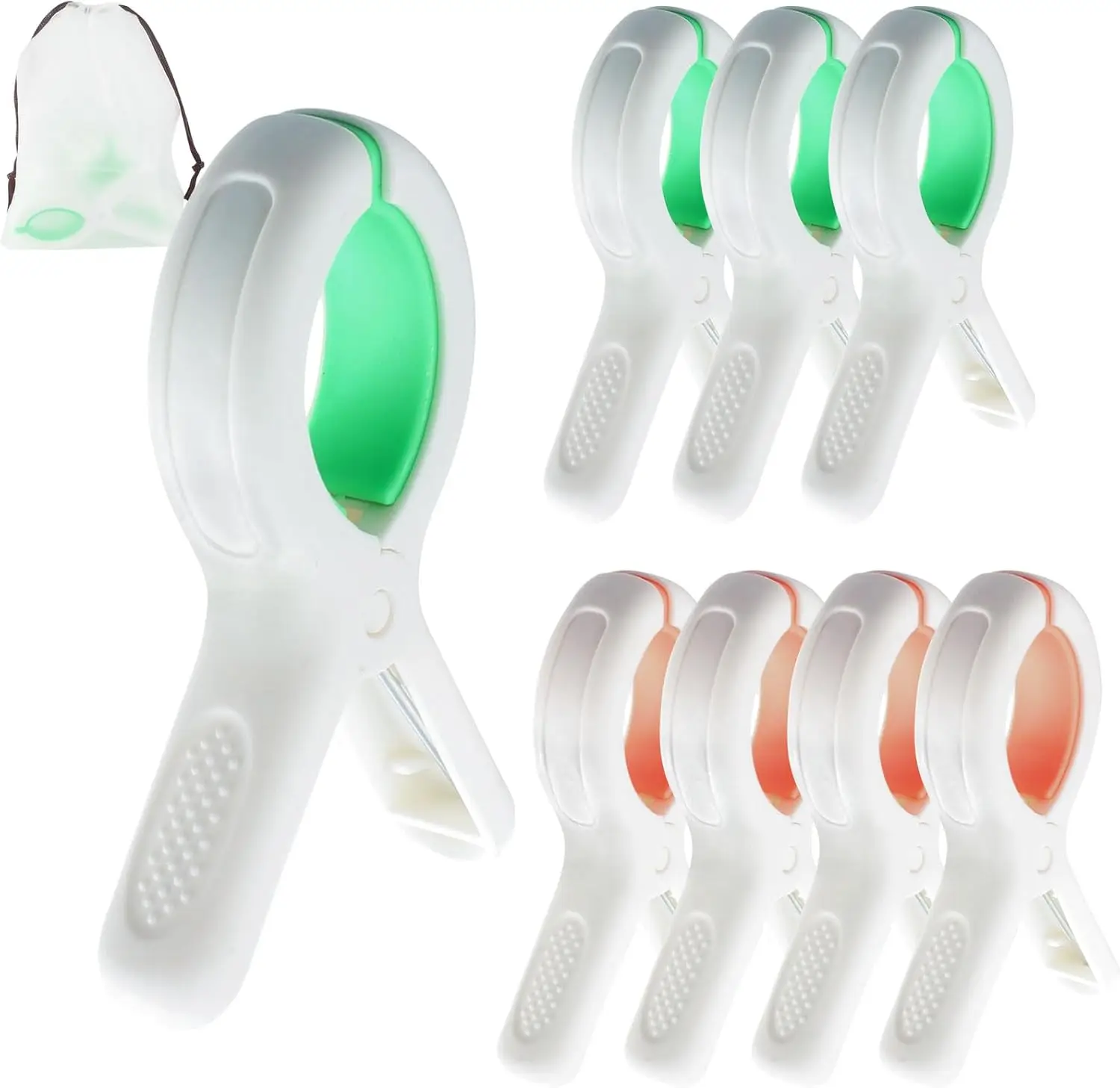 Juego de 8 Pinzas para Toallas de Playa con Agarre Fuerte y Bolsa, Antideslizantes para Sillas, Lavandería y Uso en Exteriores