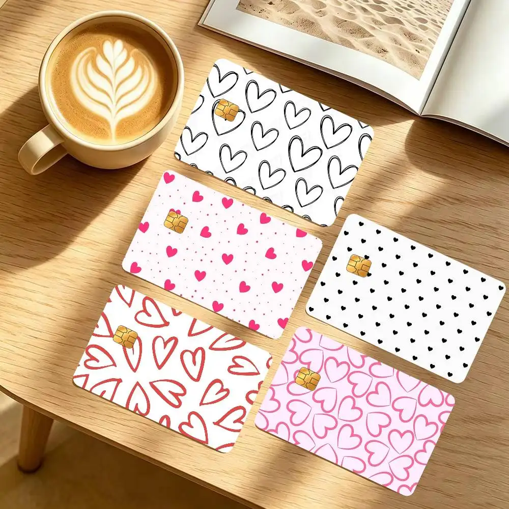 Heart Pattern    1 set of 4 pcs Matte Film Cover Skin Sticker for Credit Card Bank Debit Bus Card