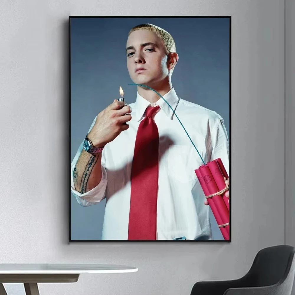 Eminem Rapper Poster Fancy Poster Wall Sticker for Living Room Bar Vintage Decorative Painting Middle